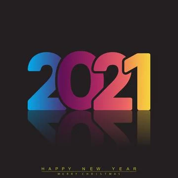 2021 New Year card with gradient text. Vector Stock Illustration
