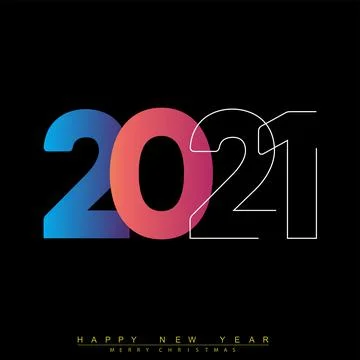 2021 New Year card with gradient text. Vector Stock Illustration