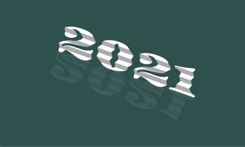 2021 New Year Next Steps text effect isolated on tidewater green background Stock Illustration