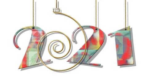 2021 new year numbers with gradient color Stock Illustration