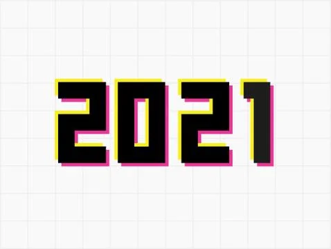 2021 new year vector design template. Dynamic, split-color, shadow of  number Stock Illustration