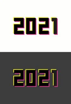 2021 new year vector design template. Dynamic, split-color, shadow of  number Stock Illustration