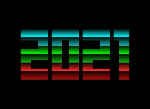2021 new year vector design. Red, green, blue color on black background. Stock Illustration