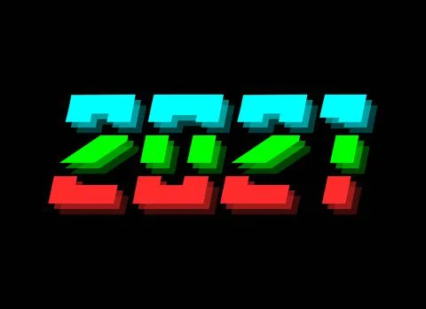 2021 new year vector design. Red, green, blue color on black background. Stock Illustration