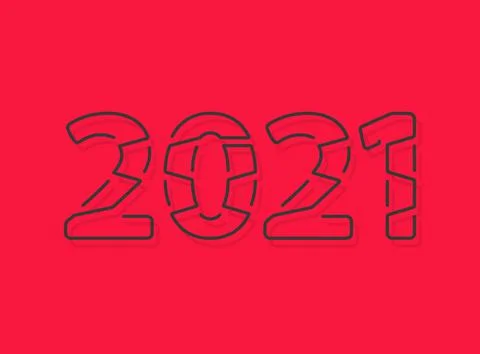 2021 new year vector template.  Modern line stroke style design Stock Illustration