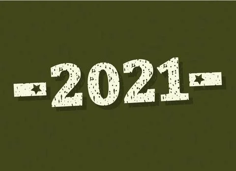 2021 new year vector template, badge Military, Army design with star on green Stock Illustration