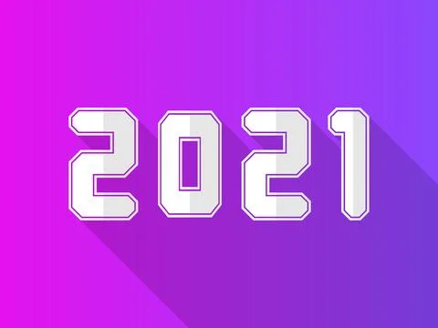 2021 new year vector template. modern dynamic design with long shadow on purp Stock Illustration