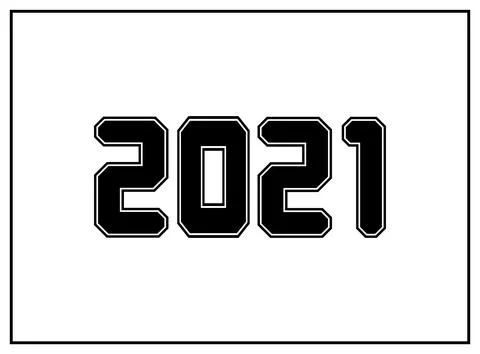2021 new year vector template.Classic american, college style font. Uniform l Stock Illustration