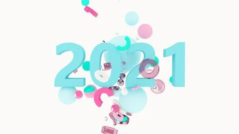 2021 New Year wallpaper. 3d background. Abstract shapes 3d. Winter holidays. Stock-Illustration