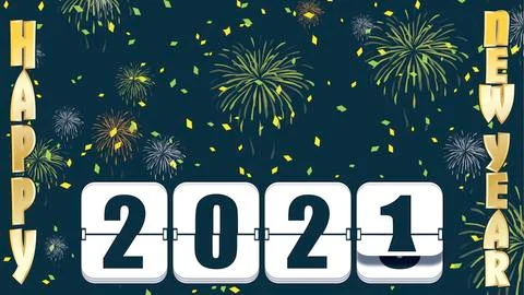 2021 New years Countdown clock changing numeral with festive 2021 New years Stock Illustration