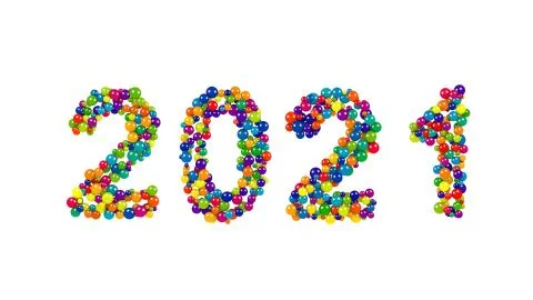 2021 New Years date in multicolored round balls Stock Illustration
