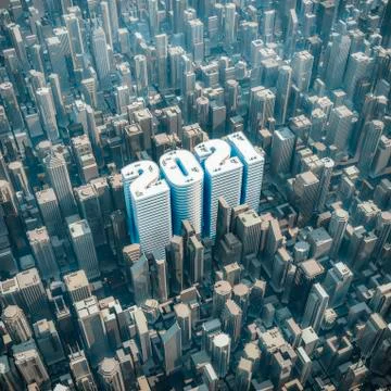 2021 office tower concept Illustrazione stock
