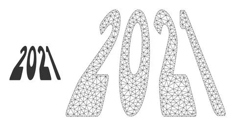 2021 Perspective Digits Vector Mesh Network Model Stock Illustration