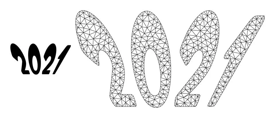 2021 Perspective Text Vector Mesh 2D Model Stock Illustration