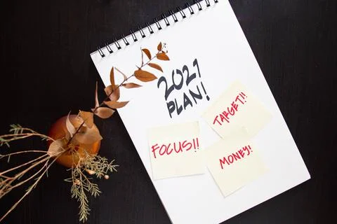 2021 plan notepad list concept, handwriting notepad. Inscription "2021 Plan"  Stock Photos