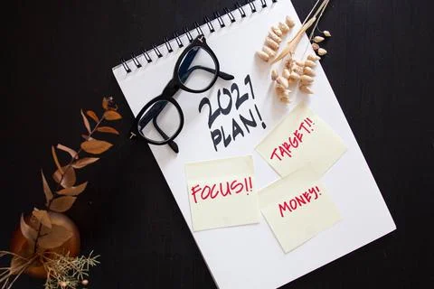 2021 plan notepad list concept, handwriting notepad. Inscription "2021 Plan"  Stock Photos