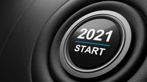 2021 - Press the start button. Concept of the New Year. 3D video Stock Footage 145880287