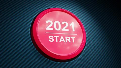 2021 - Press the start button. Concept of the New Year. 3D illustration Stock Illustration