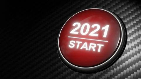 2021 - Press the start button. Concept of the New Year. 3D illustration Stock Illustration
