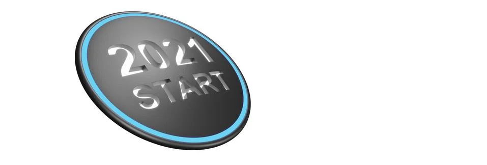 2021 - Press the start button. Concept of the New Year. 3D illustration Stock Illustration