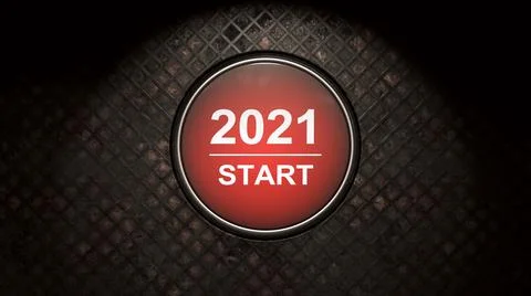 2021 - Press the start button. Concept of the New Year. 3D illustration Stock Illustration