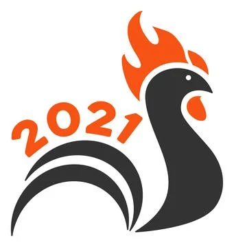 2021 Rooster Tail Vector Flat Icon Illustration