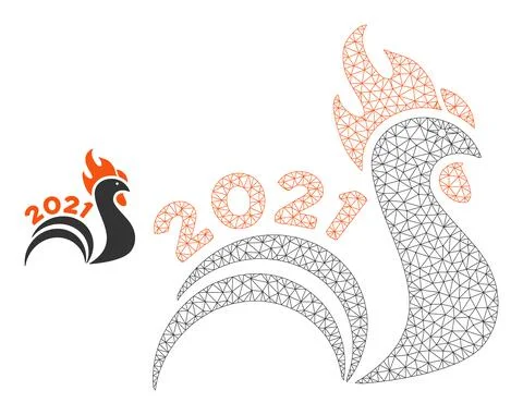 2021 Rooster Tail Vector Mesh Wire Frame Model Illustration