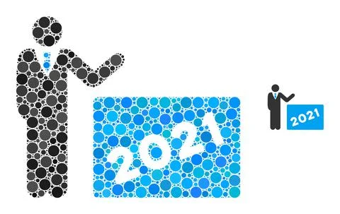 2021 Showing Man Composition of Round Points 스톡 일러스트