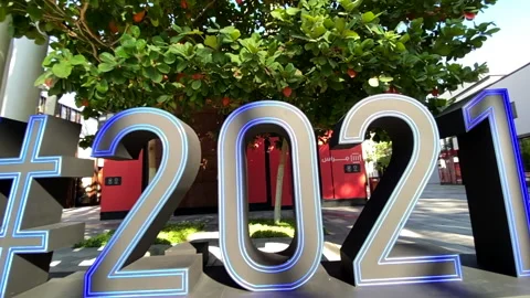 2021 sign ,soft  Slow Motion, clear sky , daylight , dreamy Stock Footage 146210522