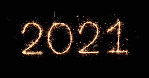 2021 sparkling numbers on black background. Flicker light. 4K graphic animation Stock Footage 142820321