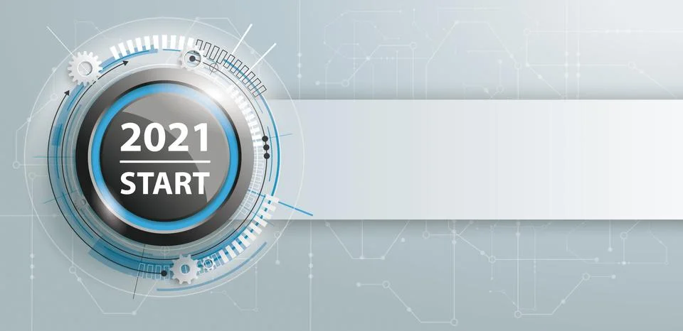 2021 Start Button Circuit Board Banner Stock Illustration