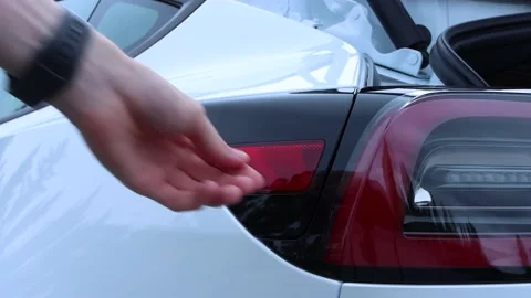 2021 Tesla Model 3 - Charge Door Stock Footage 164576363