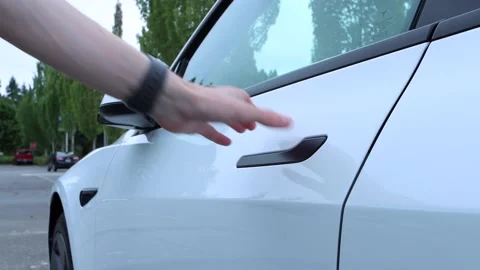 2021 Tesla Model 3 - Opening Driver Door Stock Footage 164507461