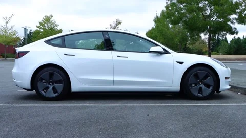 2021 Tesla Model 3 - Side Stock Footage 164507201