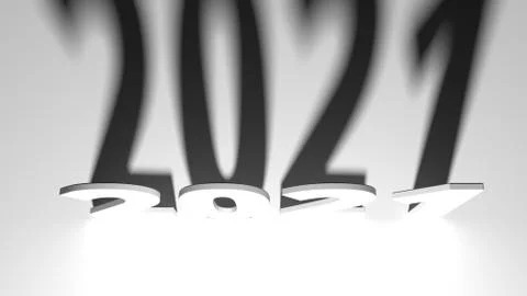 2021 text with dramatic lights and shadows 3d rendering Illustrazione stock