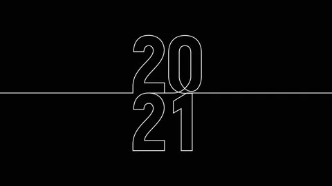 2021 vertically year continuous line art animation on white black background Stock Footage 312544781