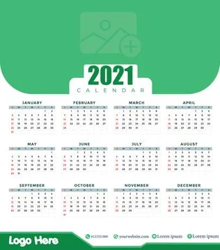 2021 Wall Calendar Template. Single Page Calendar Design Stock Illustration