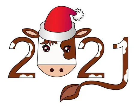 2021 - year of the bull - vector full color illustration. Stock Illustration