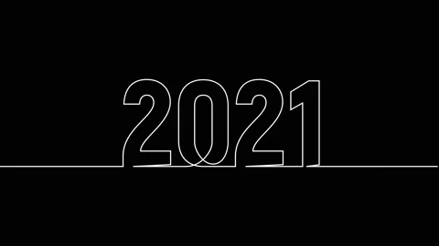 2021 year continuous single one line art drawing animation numbers video Stock Footage 313395628