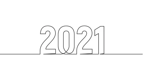 2021 year continuous single one line art drawing animation numbers video Vídeo Stock 313395633