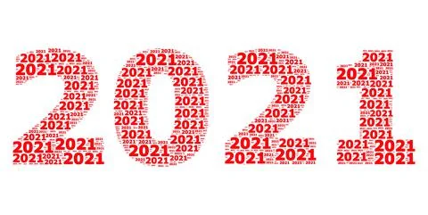 2021 Year Digits Icon Recursion Collage Stock Illustration