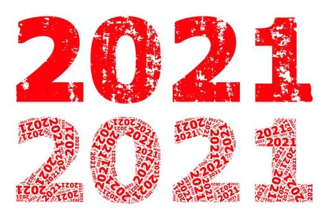 2021 Year Digits Icon Recursive Mosaic and Grunge Textured Icon 스톡 일러스트