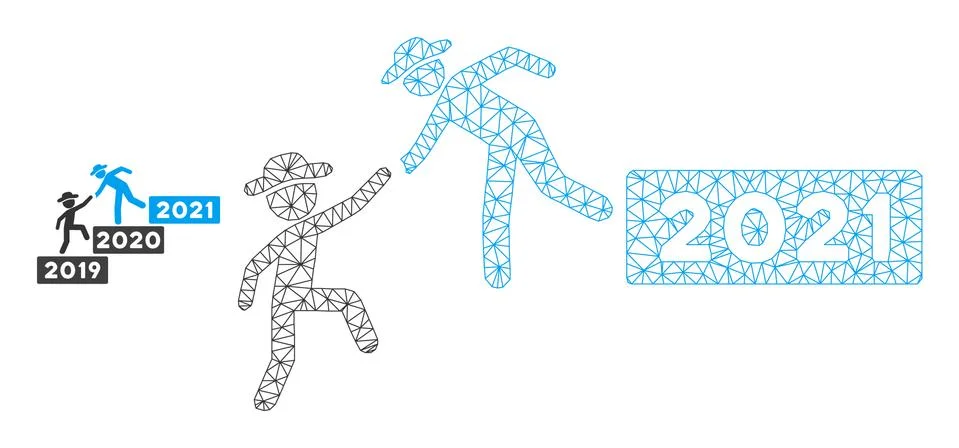 2021 Year Guy Help Vector Mesh Wire Frame Model Illustrazione stock
