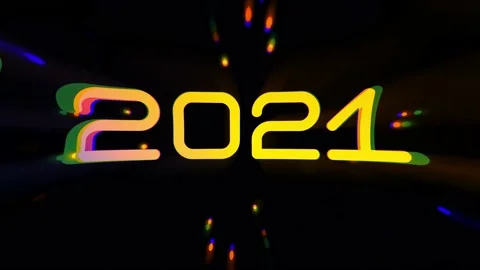 2021 with Yellow Twinkling lights loop Stock-Footage 144767443