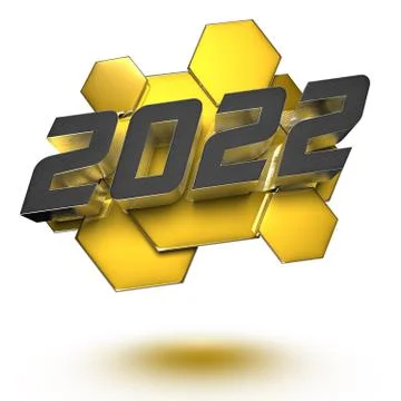 2022 3D rendering on white background.(with Clipping Path). Stock Illustration