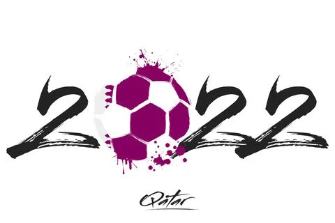2022 and soccer ball in flag colors of Qatar Stock Illustration