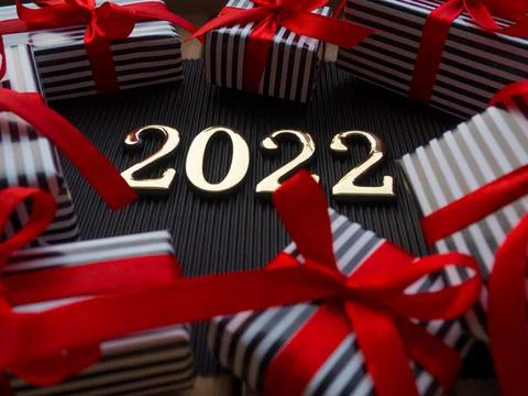 2022 on the black background Stock Photos