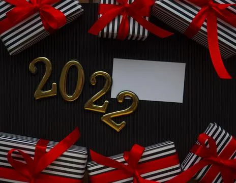 2022 on the black background Stock Photos