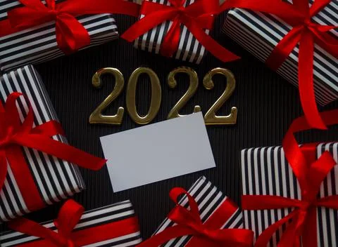 2022 on the black background Stock Photos