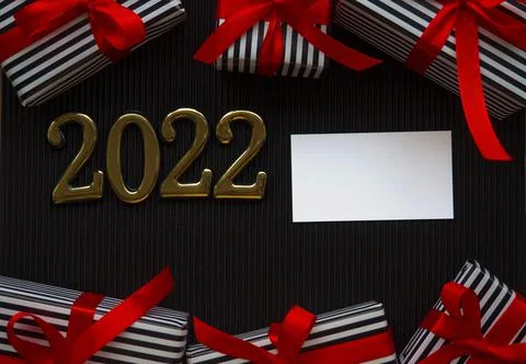 2022 on the black background Stock Photos